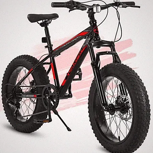 2026 20Inch 4" Wide Fat Tire Bike Ages 8-12 7 Speeds Mountain Bike Steel Frame