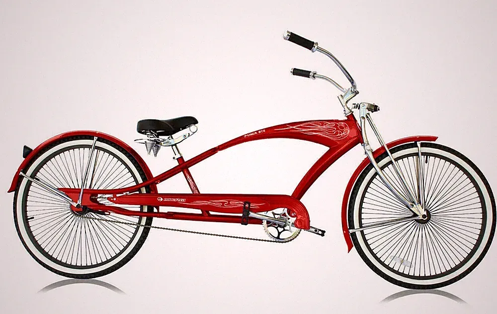 RED 26" Stretch Beach Cruiser Bicycle 68 Spokes Rims Coaster Extended Bike PUMA