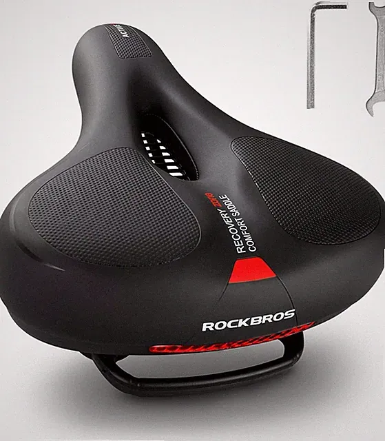 ROCKBROS Comfort Bike Seat Cushion Wide Memory Foam Padded Saddle with Reflect