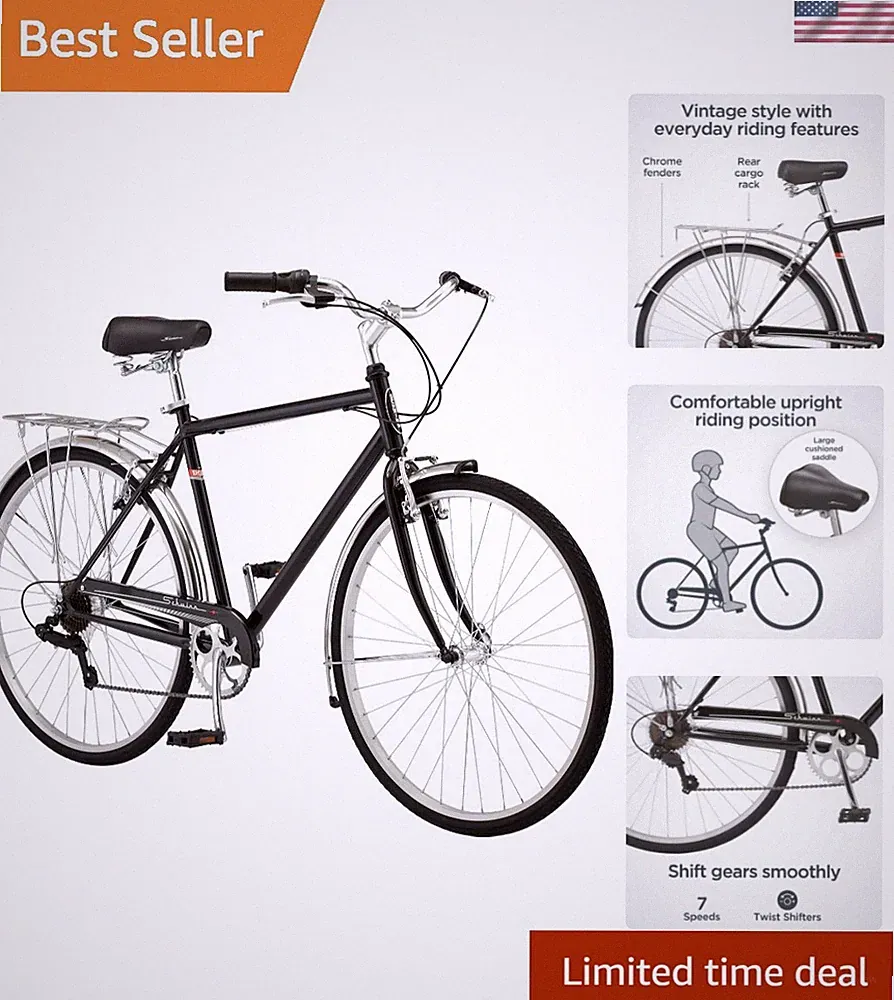 Stylish Wayfarer Hybrid Bike 700c - Retro Steel Frame & 7-Speed Convenience